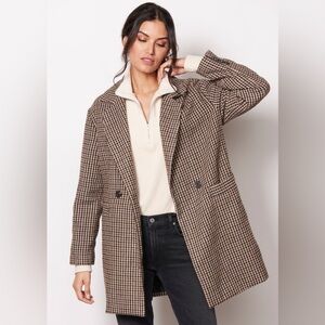 Evereve Brown and Black Houndstooth Blazer Coat